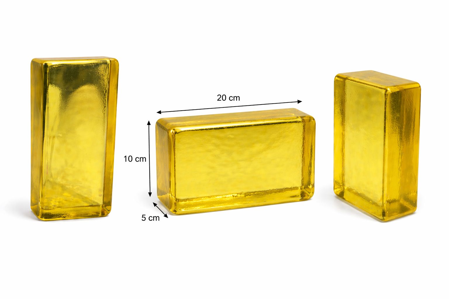 Yellow glass bricks with dimensions