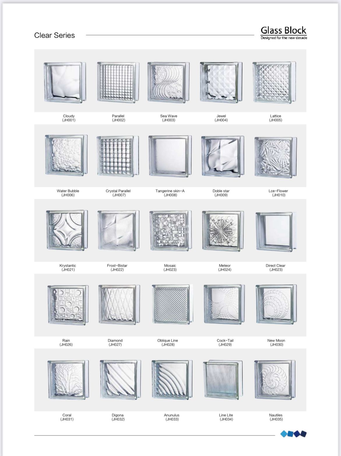 Clear glass block catalogue