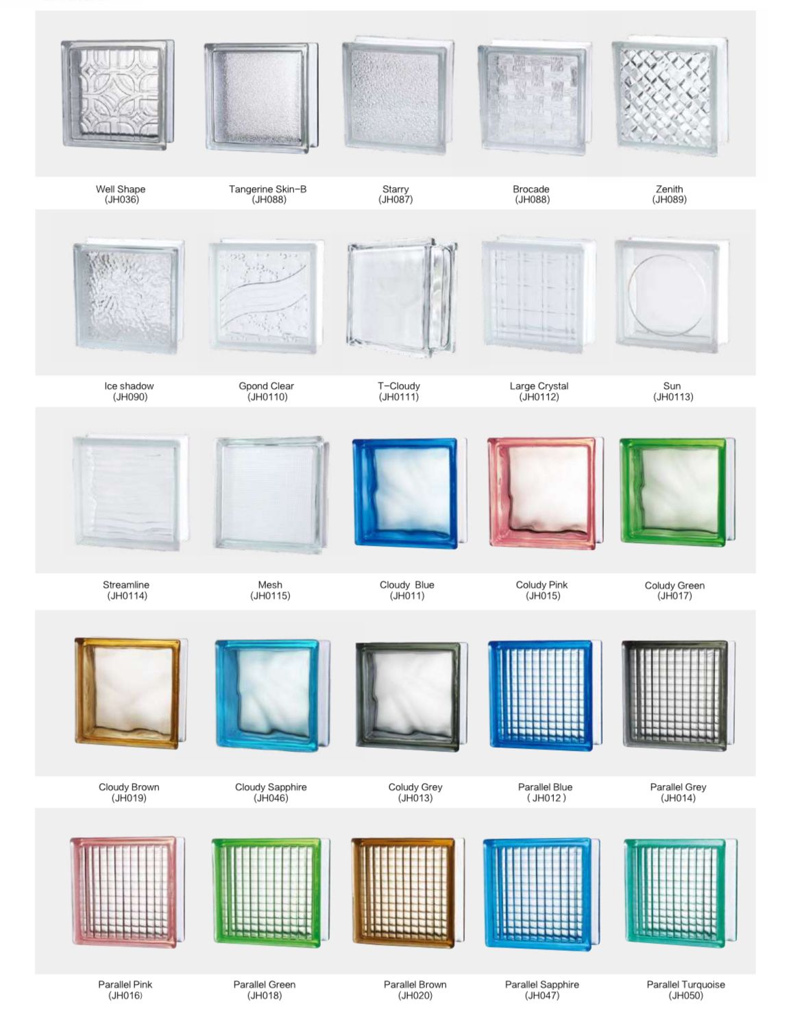 Named glass block series