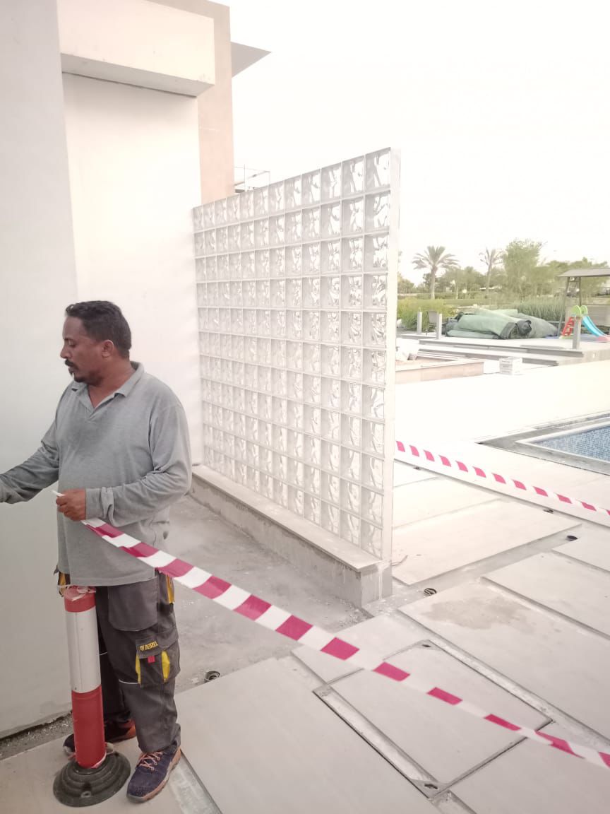Glass block feature wall installation